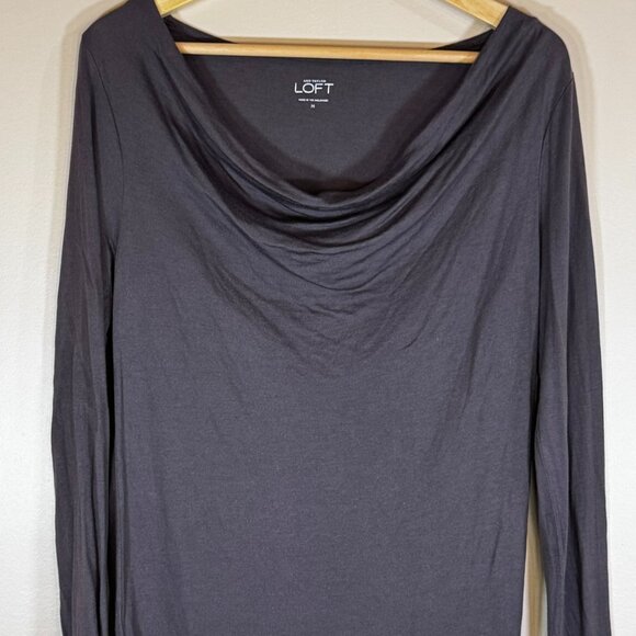 #170 Women's Loft Long Sleeve Top with Cowl Neckline, Brown, Size Medium - Picture 1 of 4